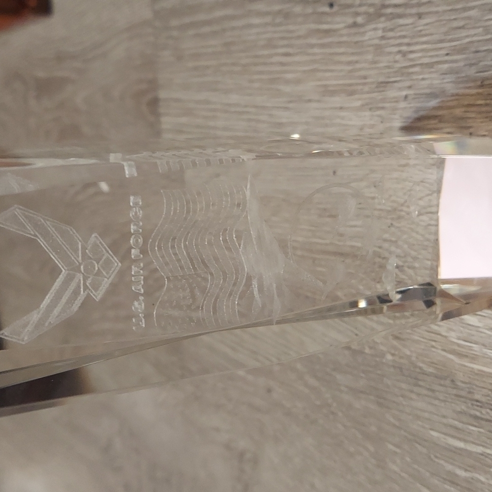 U.s. air force laser etched crystal. Military antiques